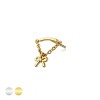 316L SURGICAL STEEL THREADLESS PUSH IN RIBBON CHAIN DANGLE DANGLE CZ TOP PART